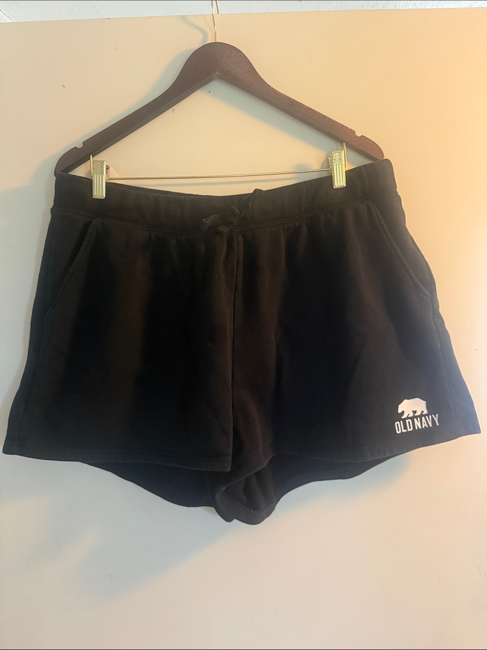 Old Navy Black Women's Cotton Logo Casual Lounge Knit Shorts Sz Extra Large